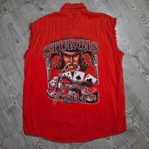2014 Sturgis Black Hill Rally 74th Anniversary Sleeveless Button Up Men's XL